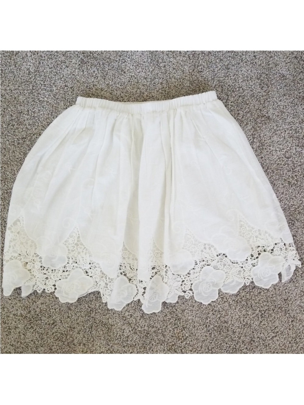Cream Lace Detail Skirt - 100% Cotton